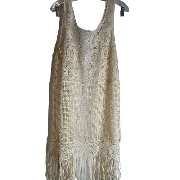 NWT Rooted Soul Creme Crocheted Fringe Boho Western Rodeo Cowgirl Lace Vest - Picture 2 of 8